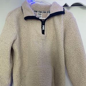 Tan Pink Sherpa 1/2 Zip - S